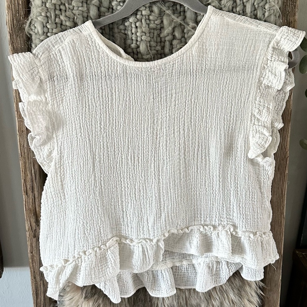Free People White Textured Top - Picture 3 of 5
